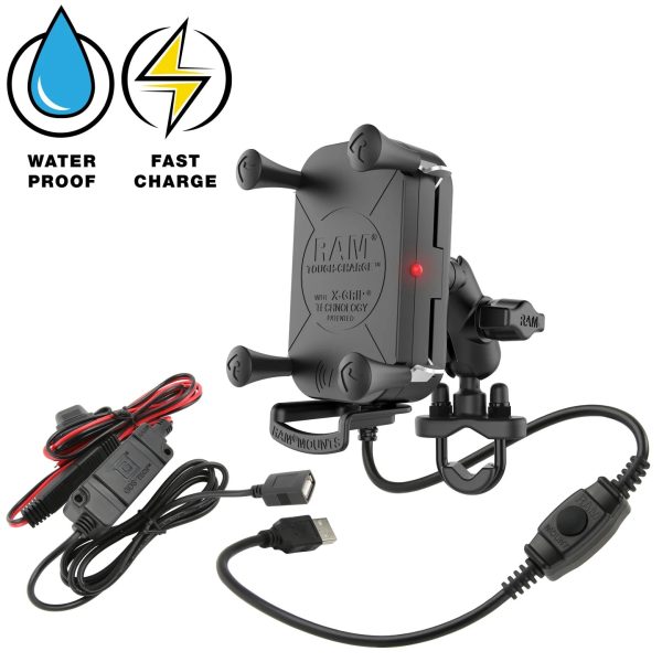 RAM-B-149Z-A-UN12W-V7M-1 RAM® Tough-Charge™ 15W Waterproof Wireless Charging Motorcycle Mount Cheap