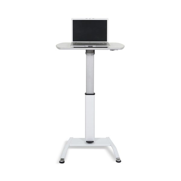 Luxor LX-PNADJ-WH Pneumatic Adjustable-Height Lectern   Mobile Standing Desk - White For Sale - Image 4